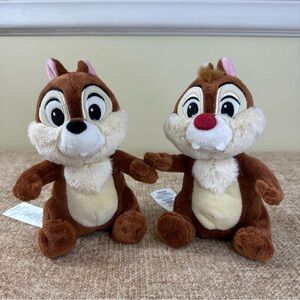 Disney Parks Chip N Dale Bean Bag Plush Duo Holding Hands